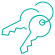 Keys icon that indicates a big day for a first-time home buyer. The day they close on their new home.